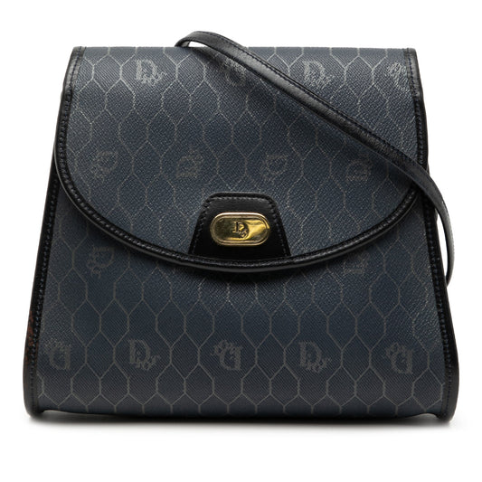 Blue Dior Honeycomb Coated Canvas Crossbody