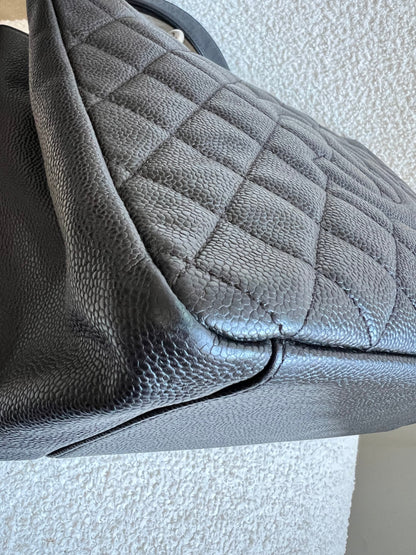 Chanel Black Caviar Grand Shopper Tote (GST) Silver Hardware