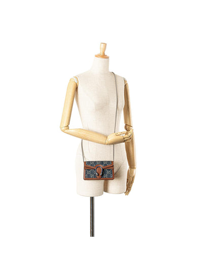 Super Mini Denim Crossbody Bag with Leather Trim