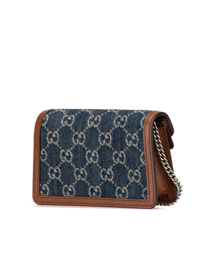 Super Mini Denim Crossbody Bag with Leather Trim