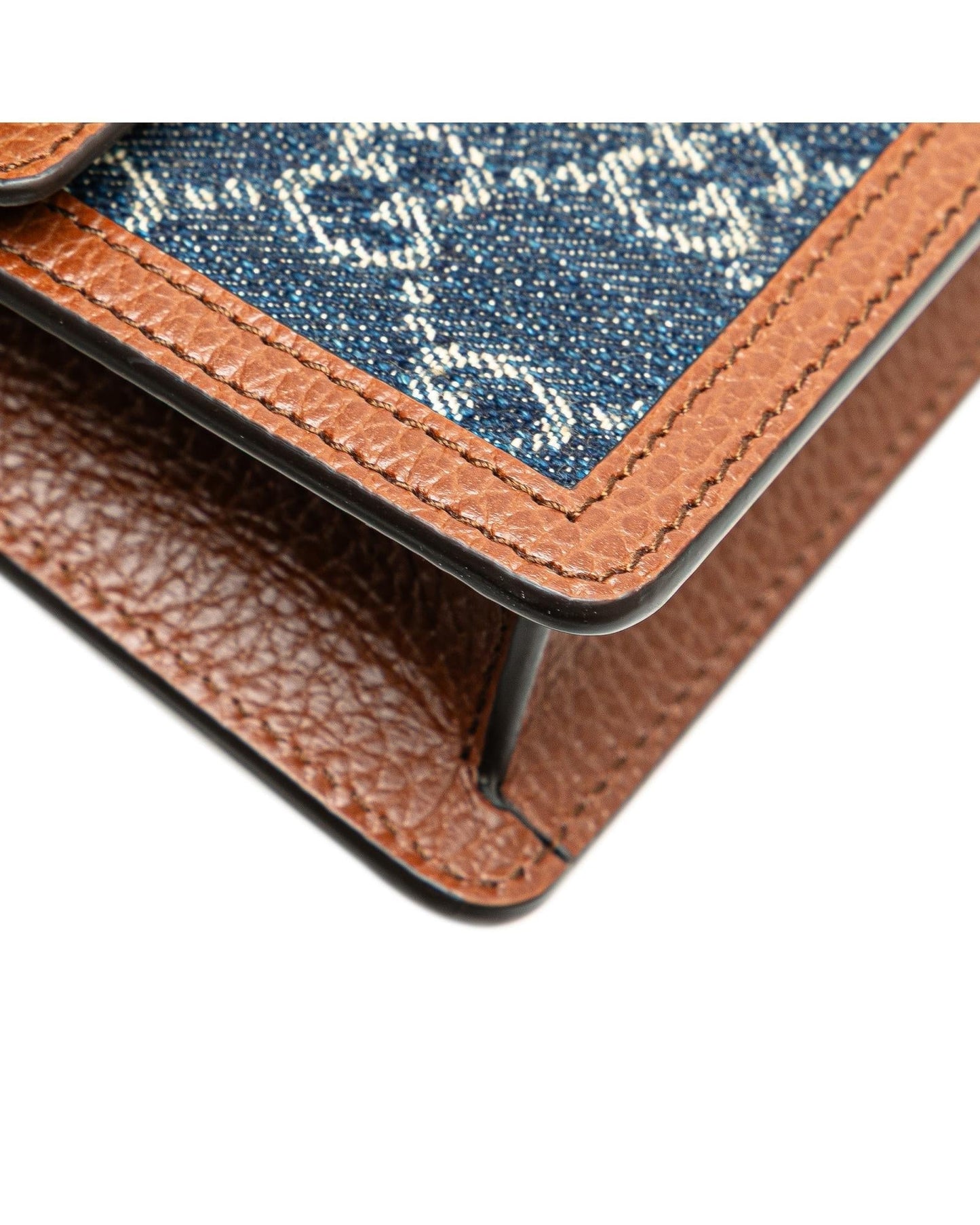 Super Mini Denim Crossbody Bag with Leather Trim