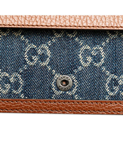 Super Mini Denim Crossbody Bag with Leather Trim