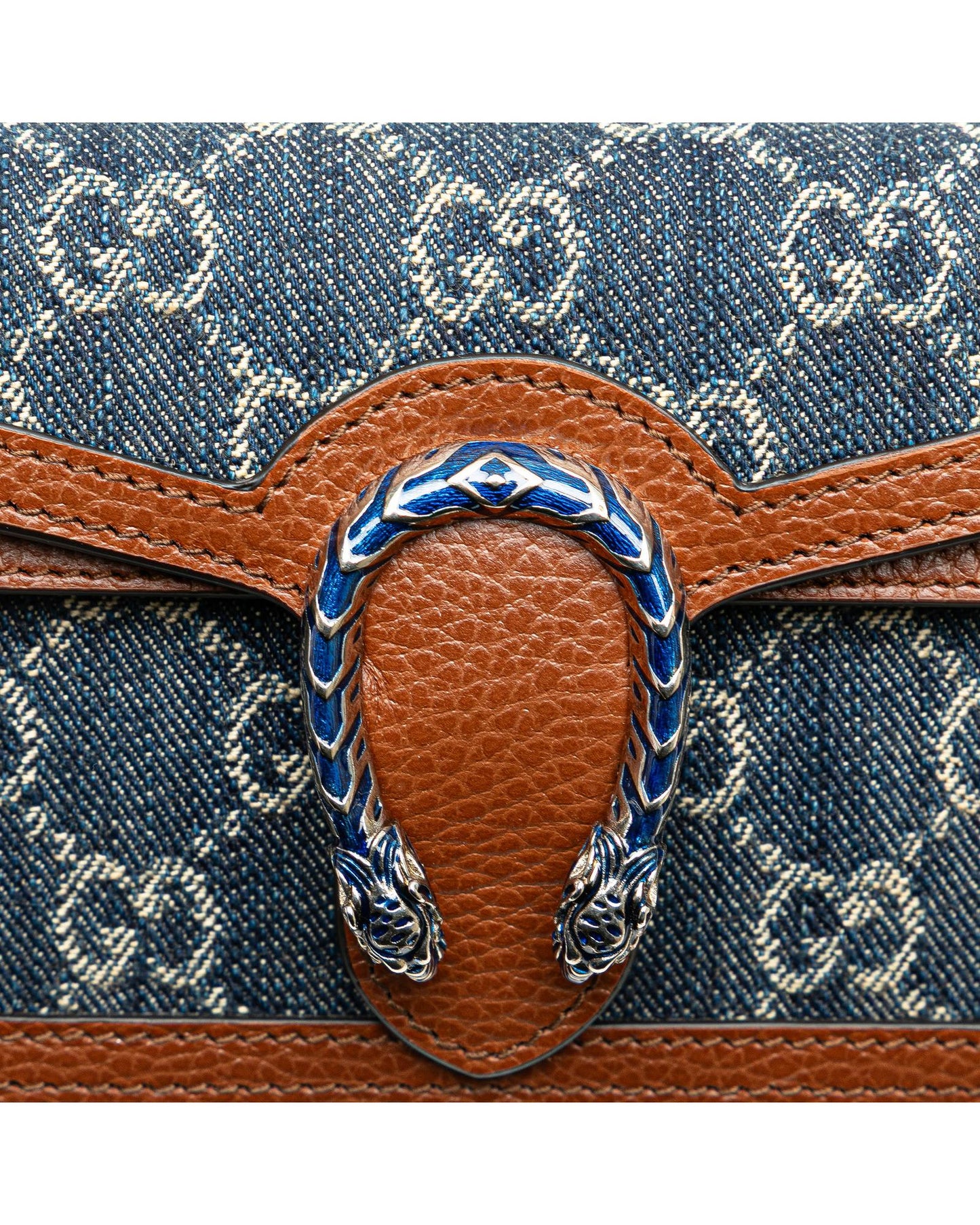 Super Mini Denim Crossbody Bag with Leather Trim
