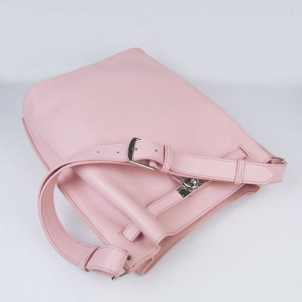 Luxury Hermes Nappa Leather Shoulder Bag Pink Silver