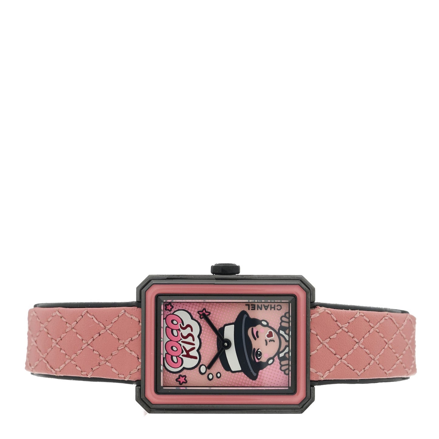 Stainless Steel Calfskin 21mm Boy-Friend Blush Quartz Watch Pink