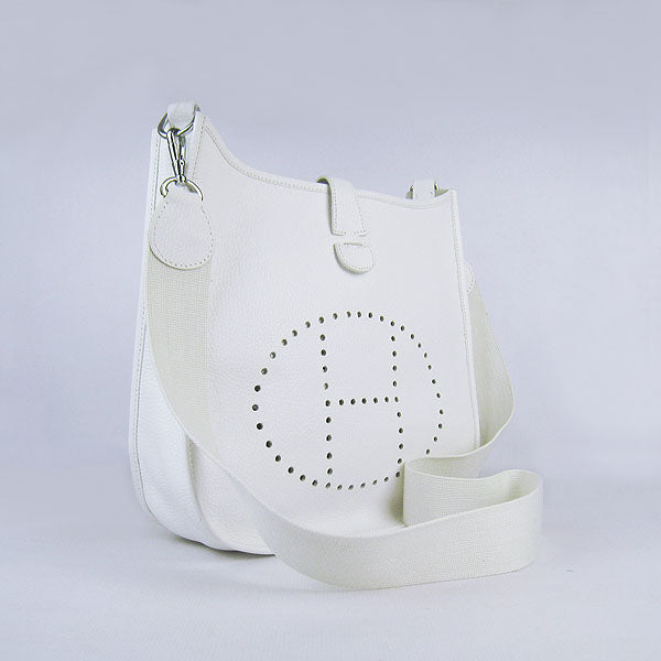 Luxury Hermes Evelyne I Handbag White Silver