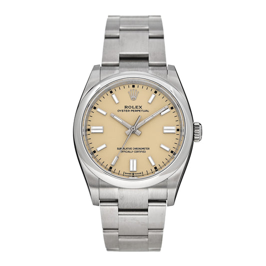 Stainless Steel 36mm Oyster Perpetual Watch Beige 126000