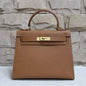Luxury Hermes Kelly 28Cm Epsom Leather Handbag Brown Gold