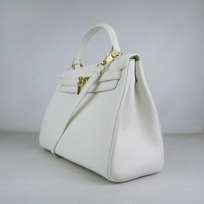 Luxury Hermes Kelly 32Cm Togo Leather Handbag 6108 White Golden