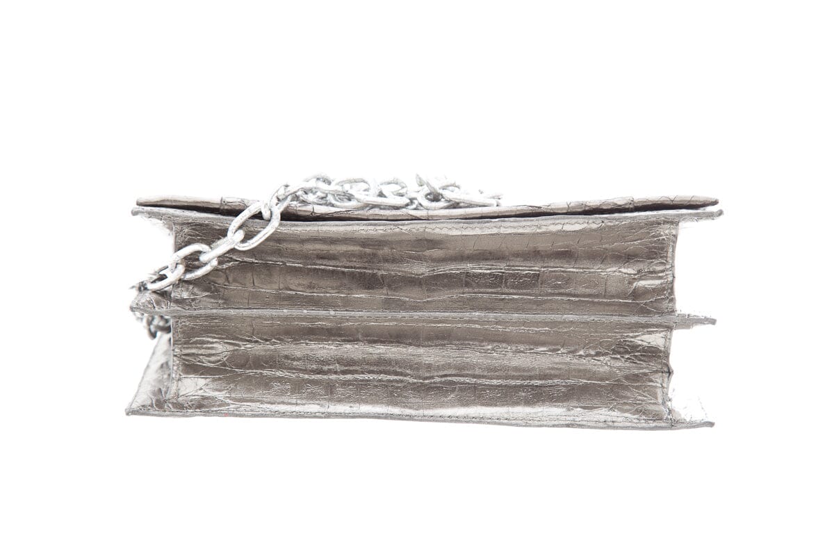 Nancy Gonzalez Silver Croc Crossbody