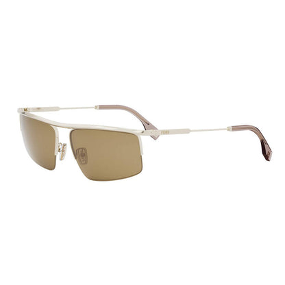 Fendi Sunglasses Rectangle Full Rim, Shiny Endura Gold Frame and Green Lens FE40141U30N