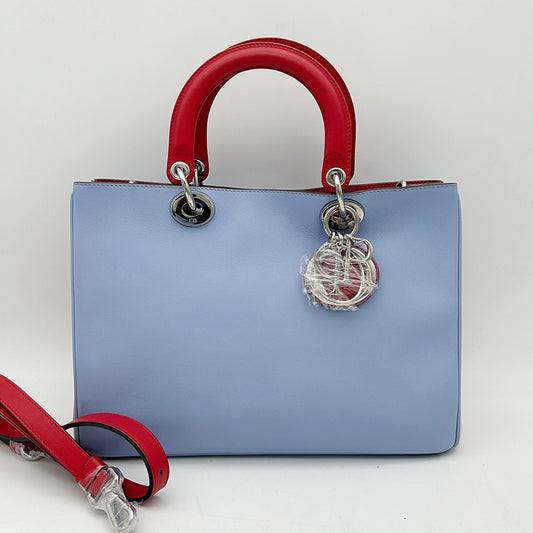 Christian Dior Smooth Calfskin Medium Diorissimo Tote Light Blue 2505142318