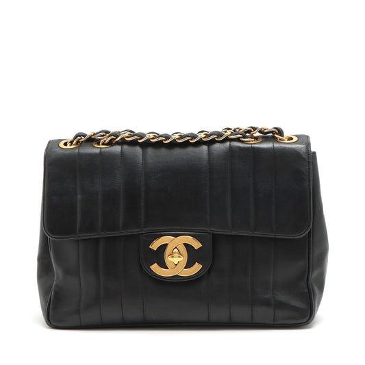 Chanel Deca Mademoiselle Single Flap Double Chain Bag Black Gold 1st