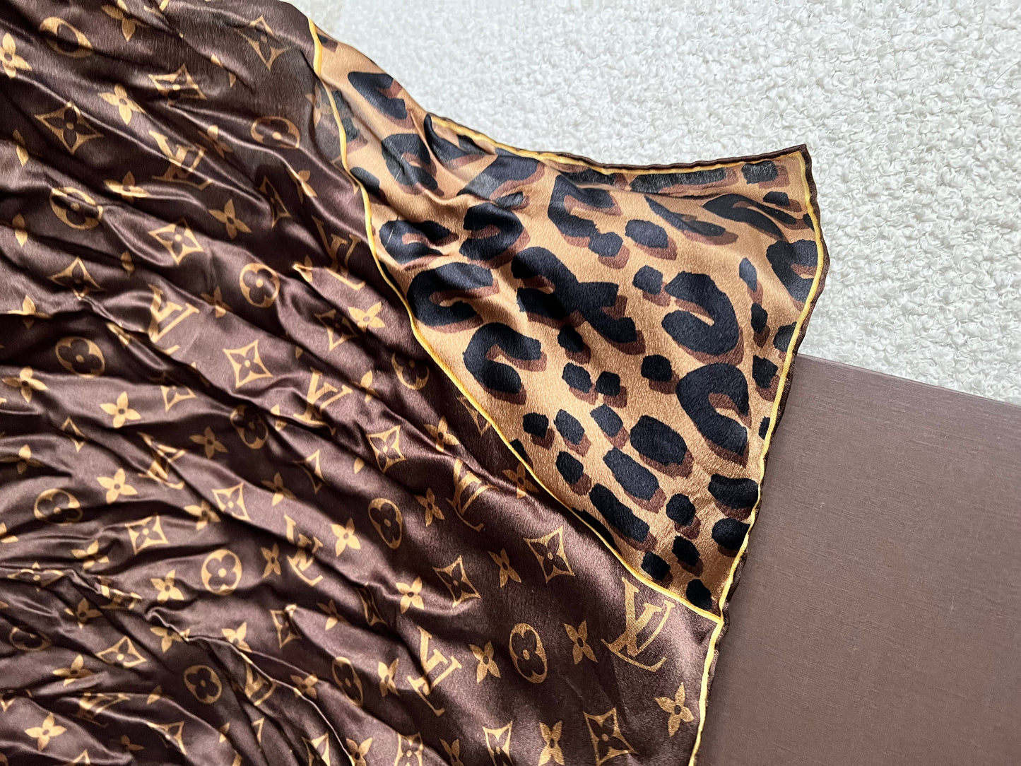 Louis Vuitton Brown Leopard Print Monogram Silk Shawl