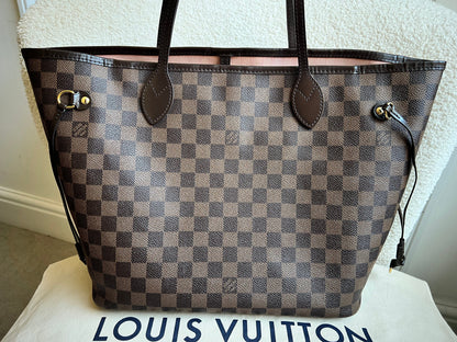 Louis Vuitton Neverfull MM Damier Ebene Rose Ballerine (RRP £1430)