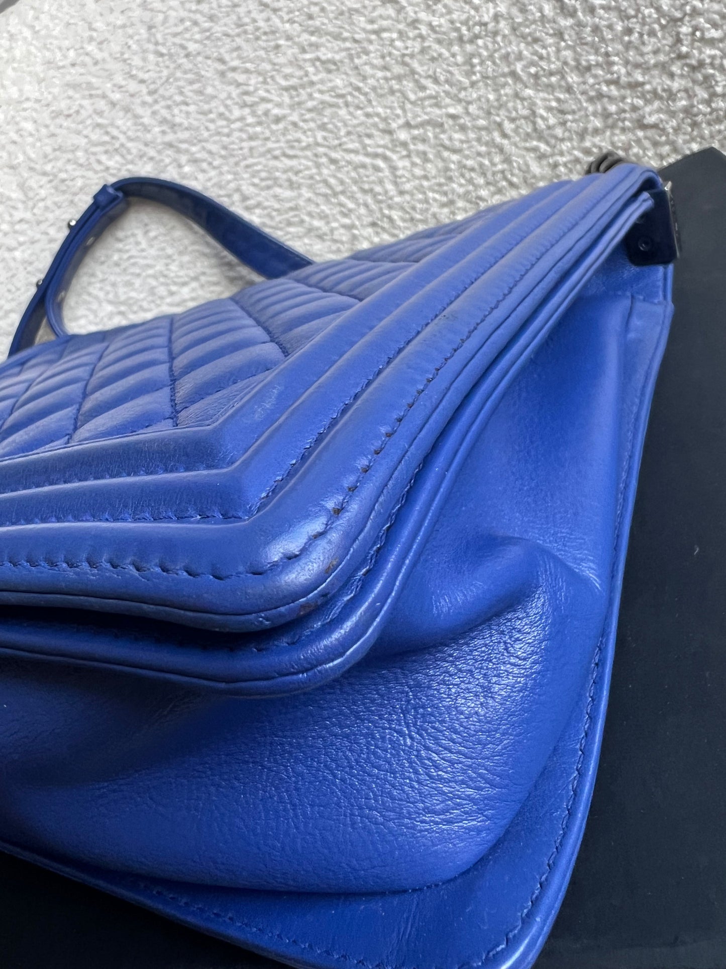 Chanel Blue Lambskin Large Boy Bag