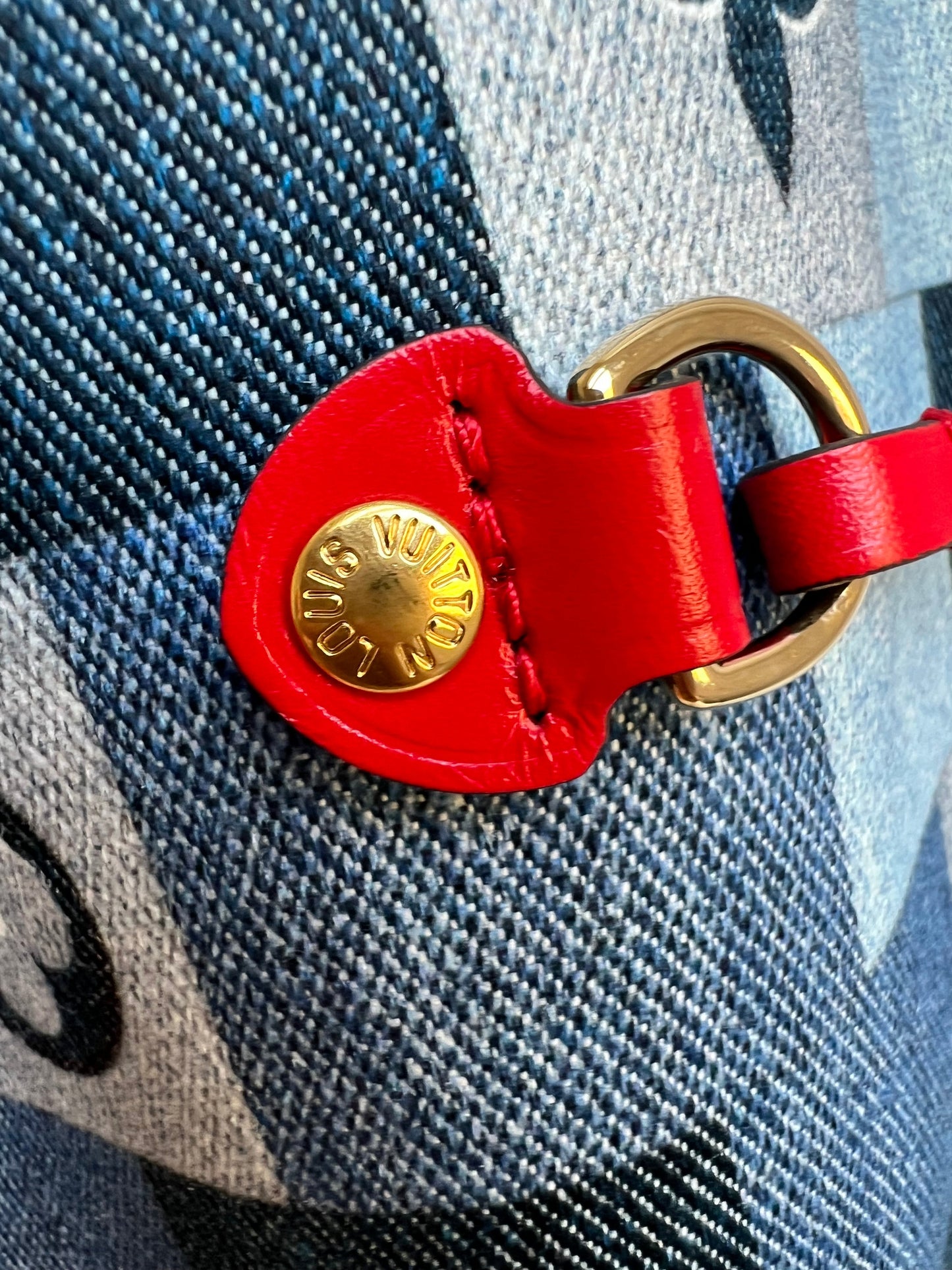 Louis Vuitton Neverfull MM Denim Rouge Patchwork