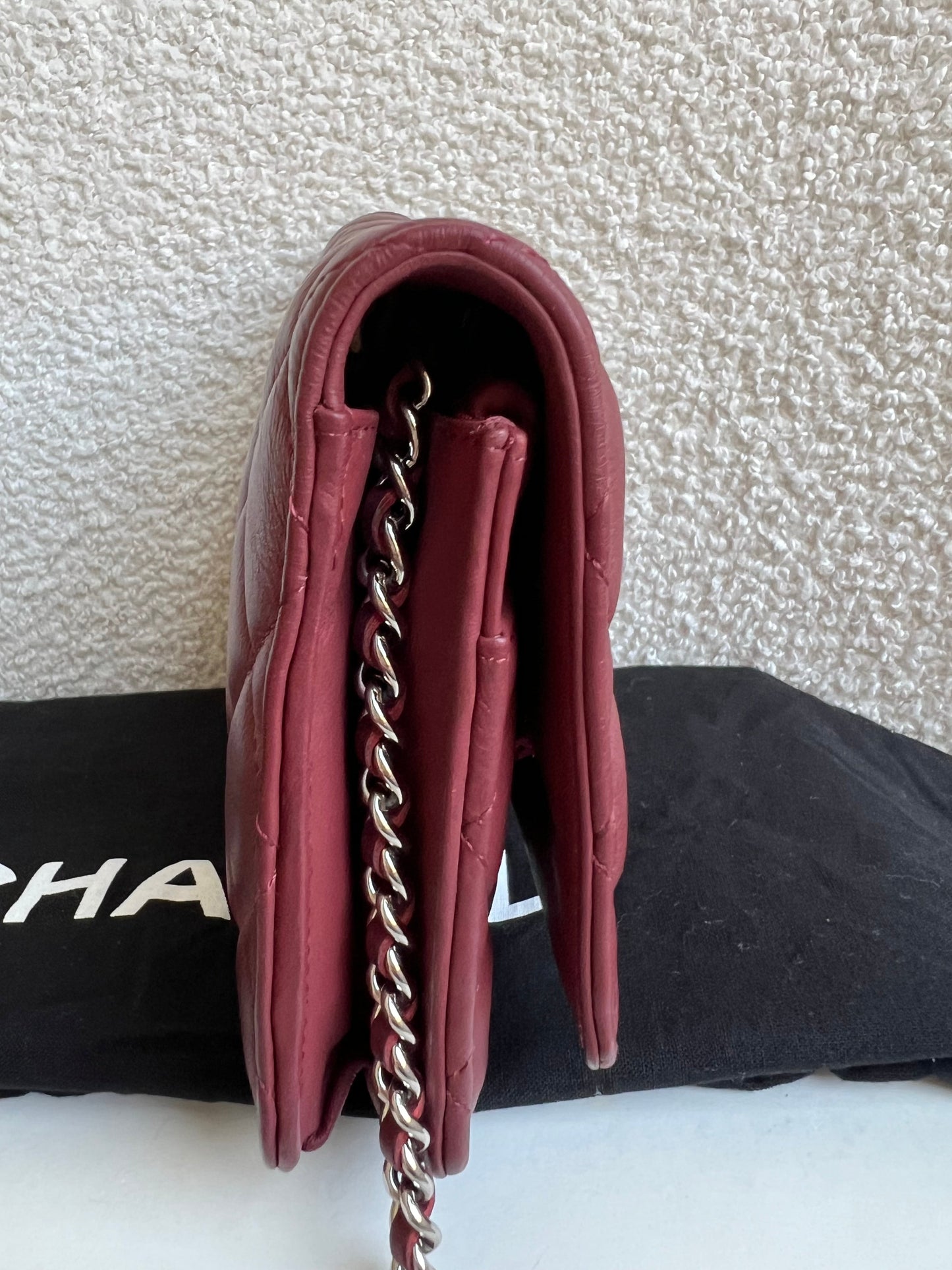 Chanel Burgundy Lambskin Wallet on Chain