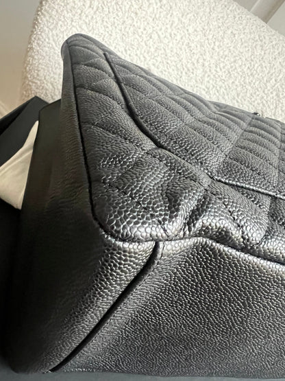 Chanel Black Caviar Grand Shopper Tote (GST) Silver Hardware