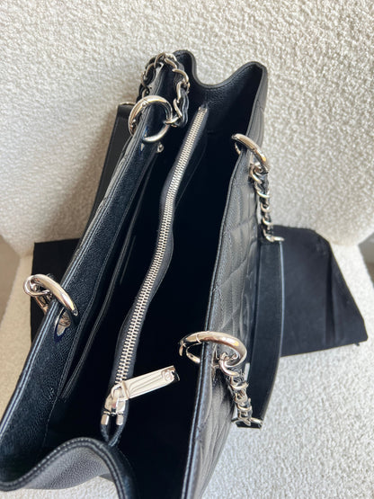 Chanel Black Caviar Grand Shopper Tote (GST) Silver Hardware
