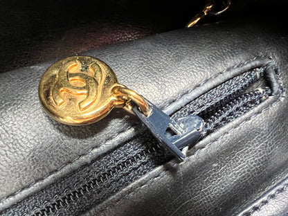 Chanel Vintage Navy Lambskin Chain Tote with 24k Gold Hardware