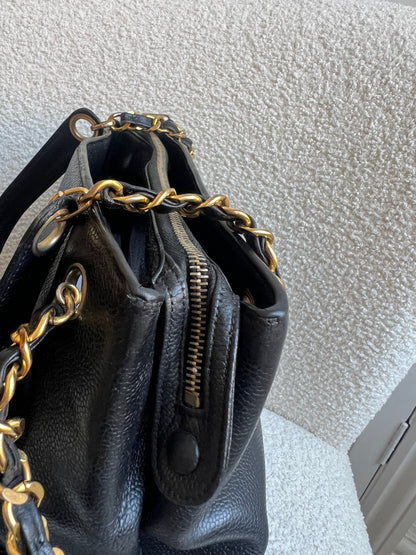 Chanel Vintage Black Caviar Chain Tote with Gold Hardware