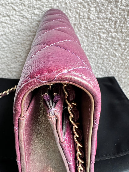 Chanel Iridescent Purple Lambskin Wallet on Chain