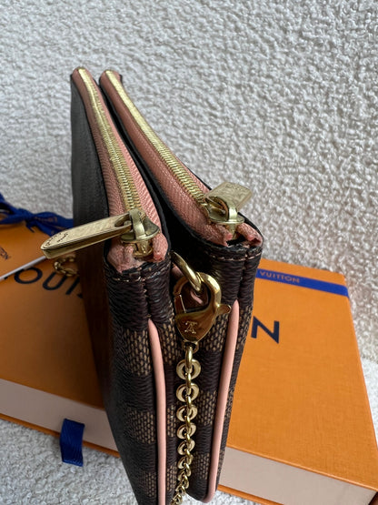 Louis Vuitton “LV” Double Pochette Damier Ebene