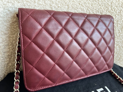 Chanel Burgundy Lambskin Wallet on Chain