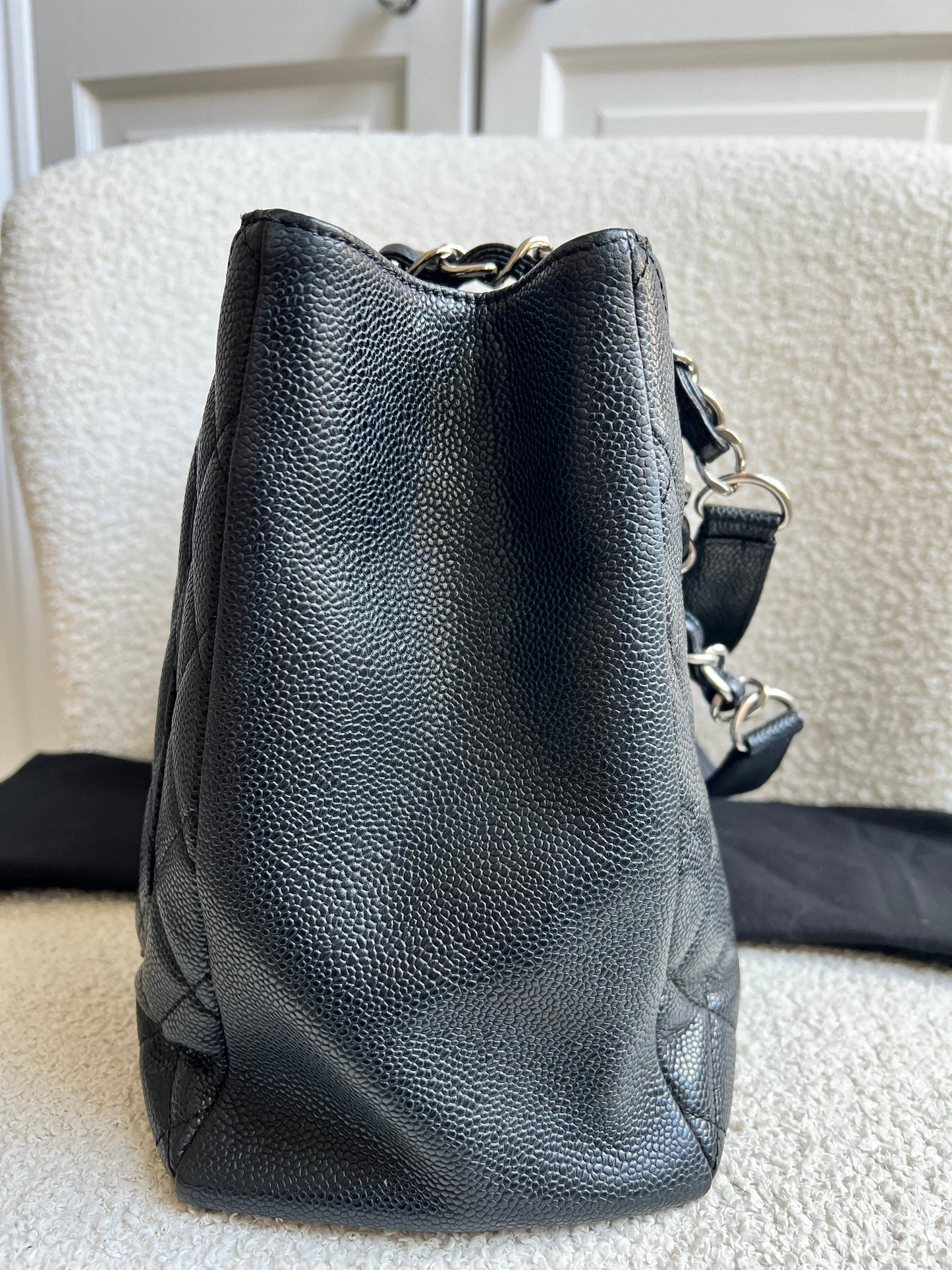 Chanel Black Caviar Grand Shopper Tote (GST) Silver Hardware