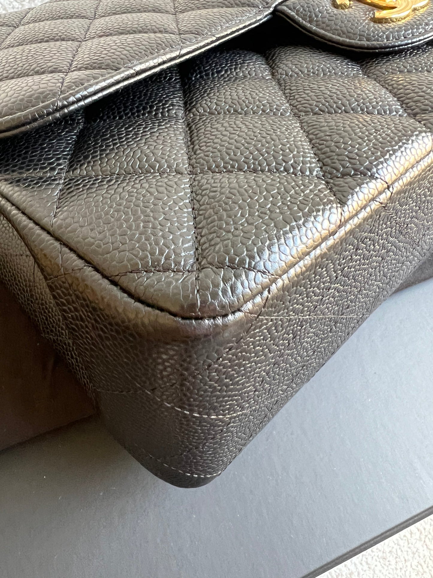 Chanel Jumbo Double Flap in Black Caviar with gold hardware (RRP £9830)