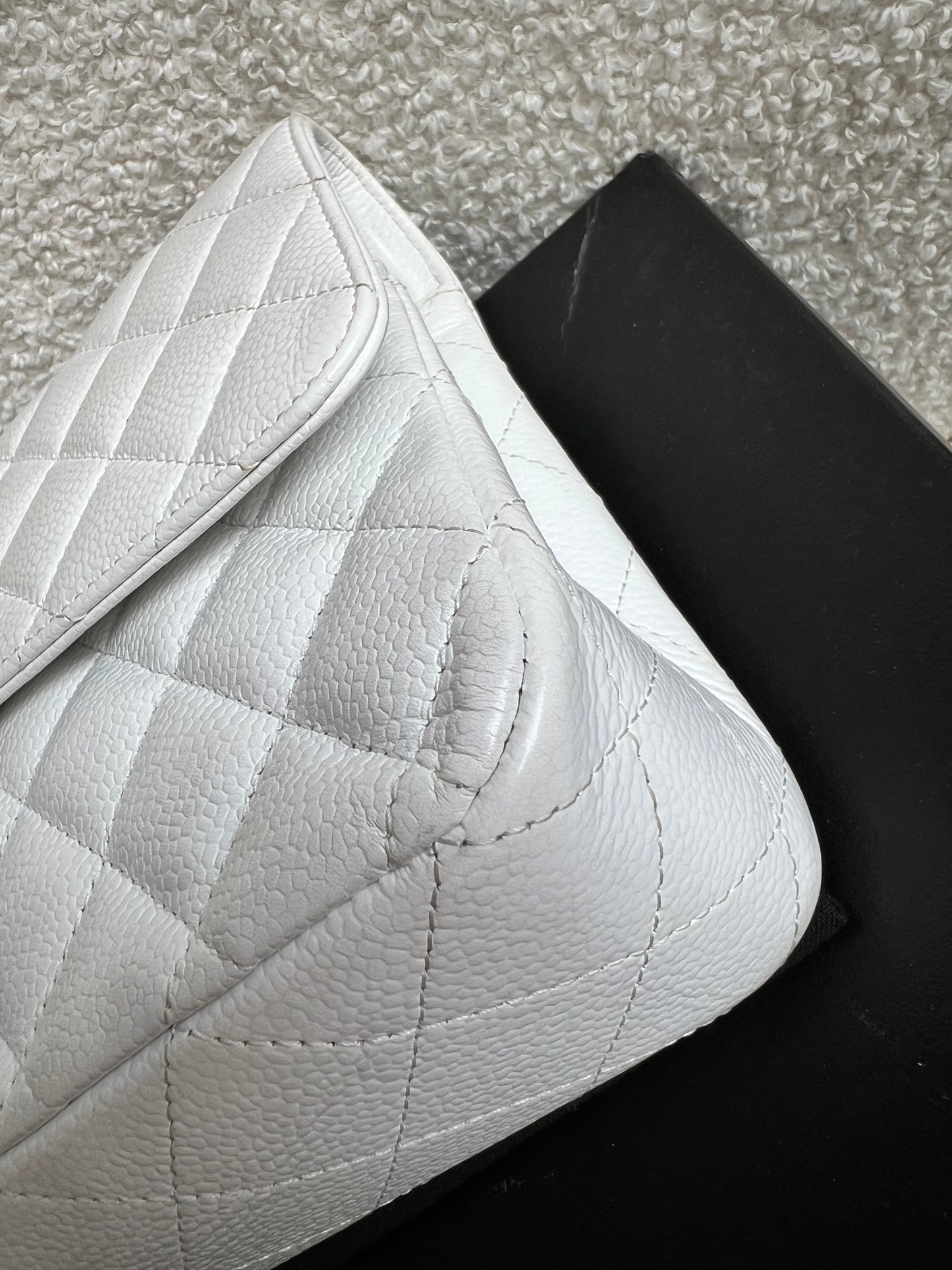 Chanel Medium Classic Flap in White Caviar (RRP £9090)
