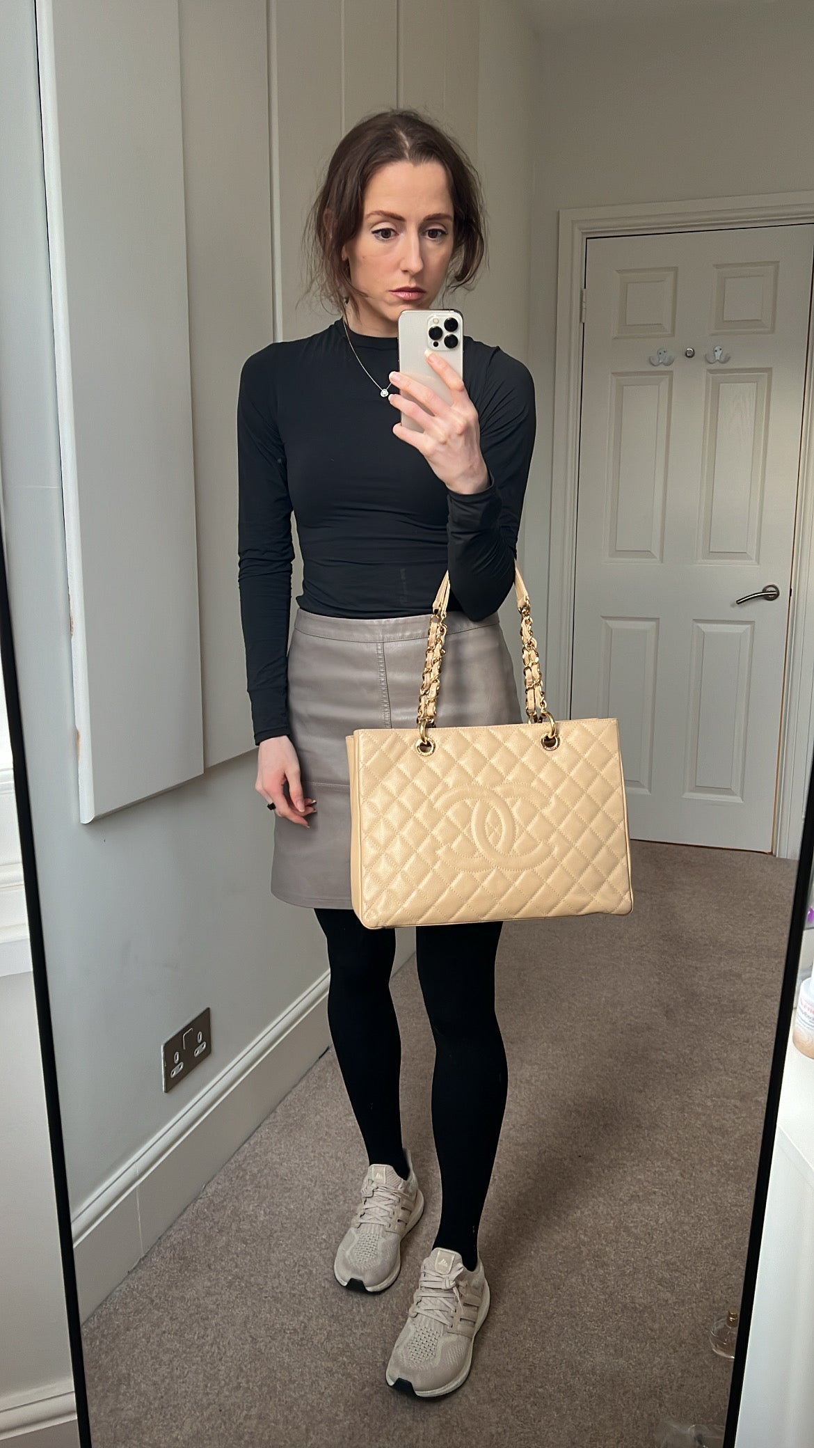 Chanel Caviar Beige Gold Luxury Tote