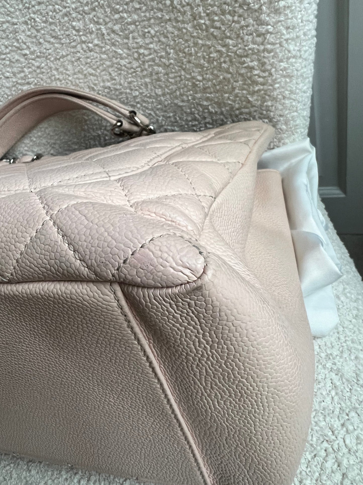Chanel Light Pink Caviar Grand Shopper Tote with silver hardware (GST)