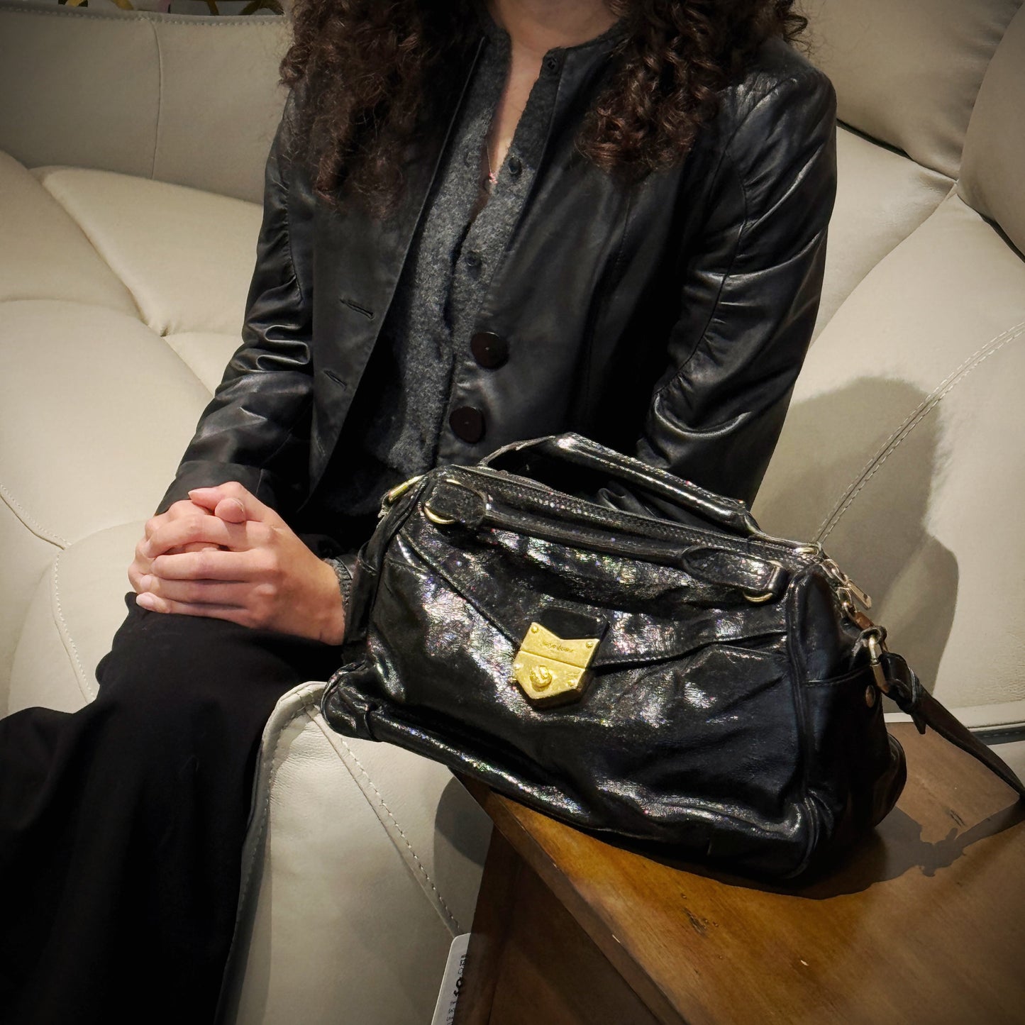 Yves Saint Laurent Black Patent Leather Bag Tws