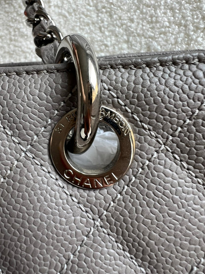 Chanel Grey Caviar Grand Shopper Tote (GST) Silver Hardware