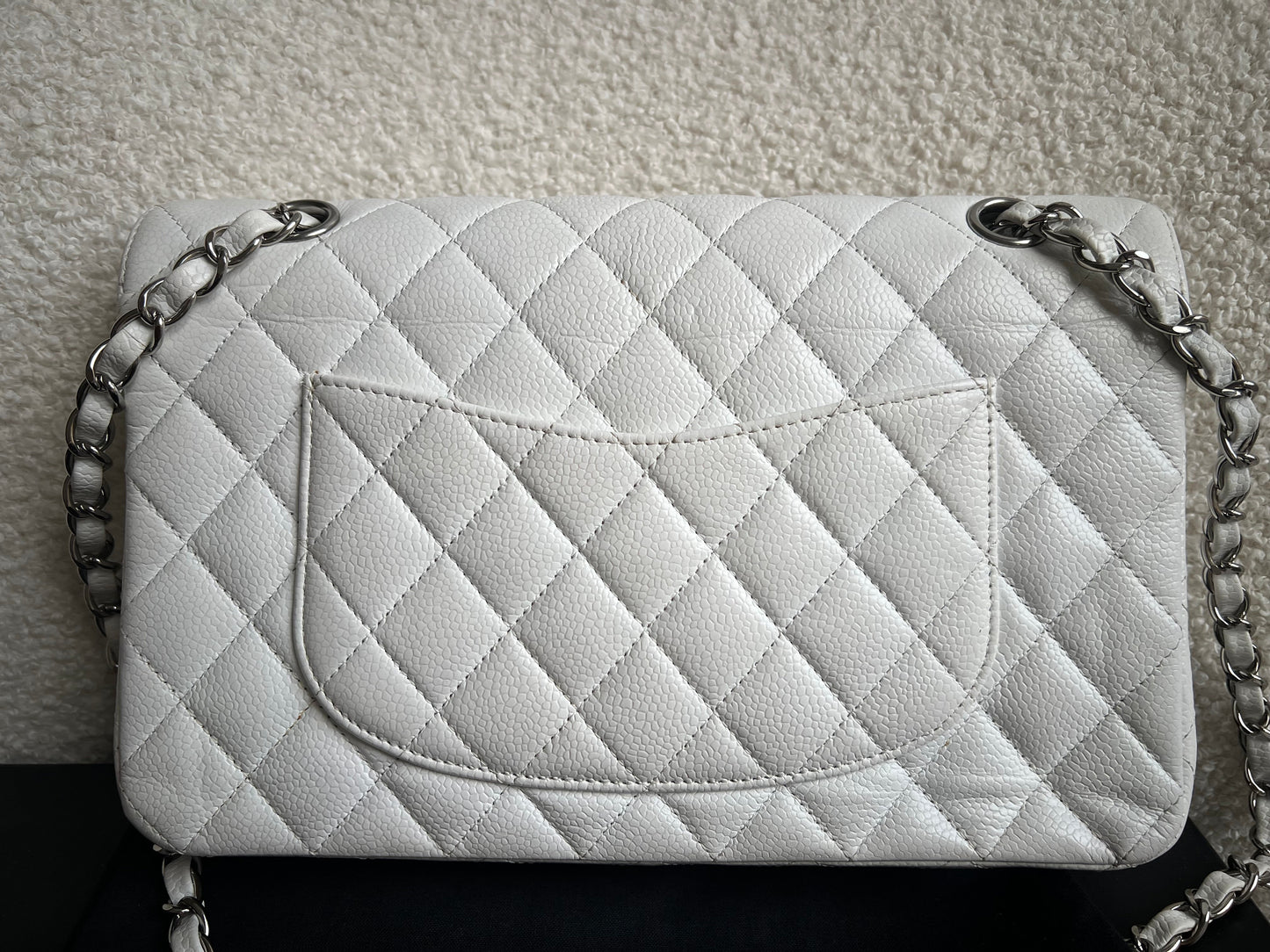 Chanel Medium Classic Flap in White Caviar (RRP £9090)