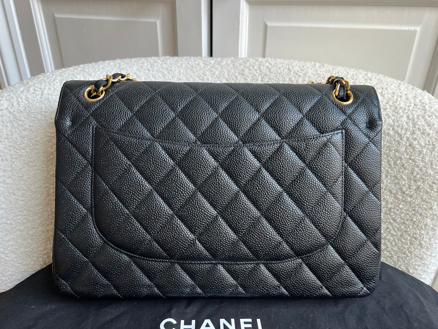 Chanel Jumbo Double Flap in Black Caviar with gold hardware (RRP £9830)