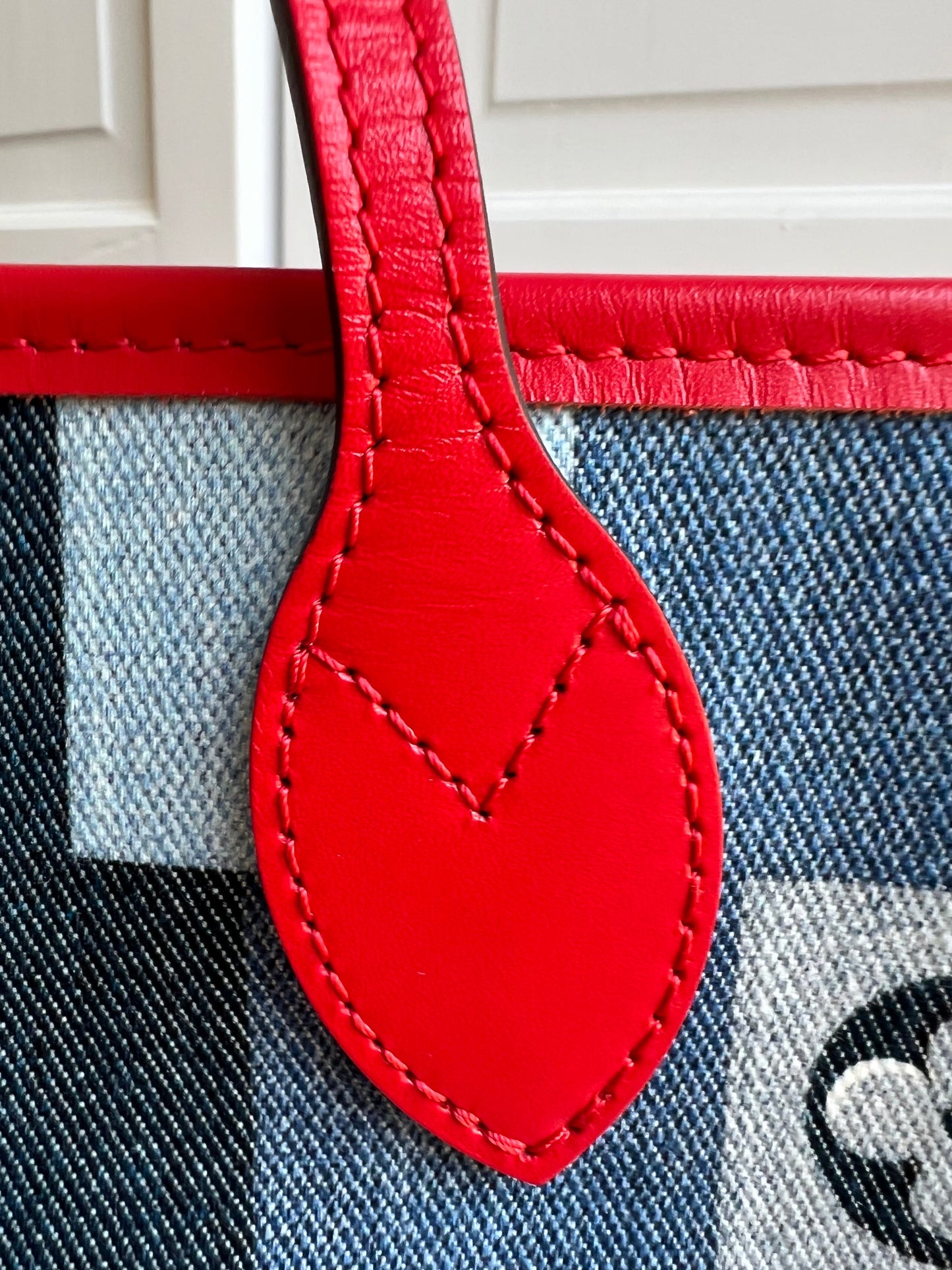 Louis Vuitton Neverfull MM Denim Rouge Patchwork