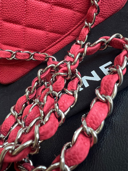 Chanel Square Mini Classic Flap in Coral Red Suede Caviar