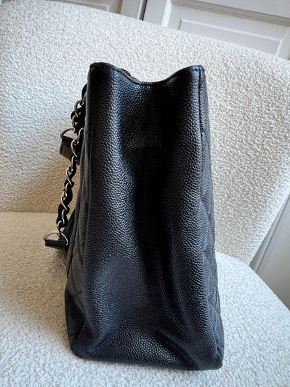 Chanel Black Caviar Grand Shopper Tote (GST) Silver Hardware