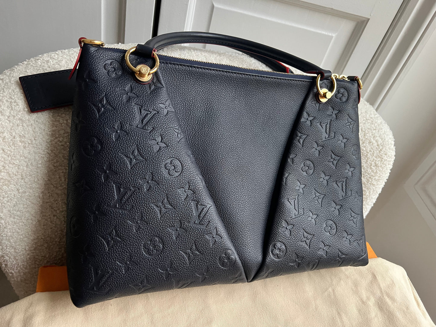Louis Vuitton V Tote MM Navy Empreinte (RRP £2,390)