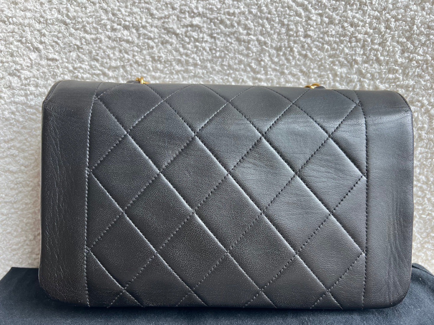 Chanel Vintage Diana Flap Bag in Black Lambskin with 24k Hardware
