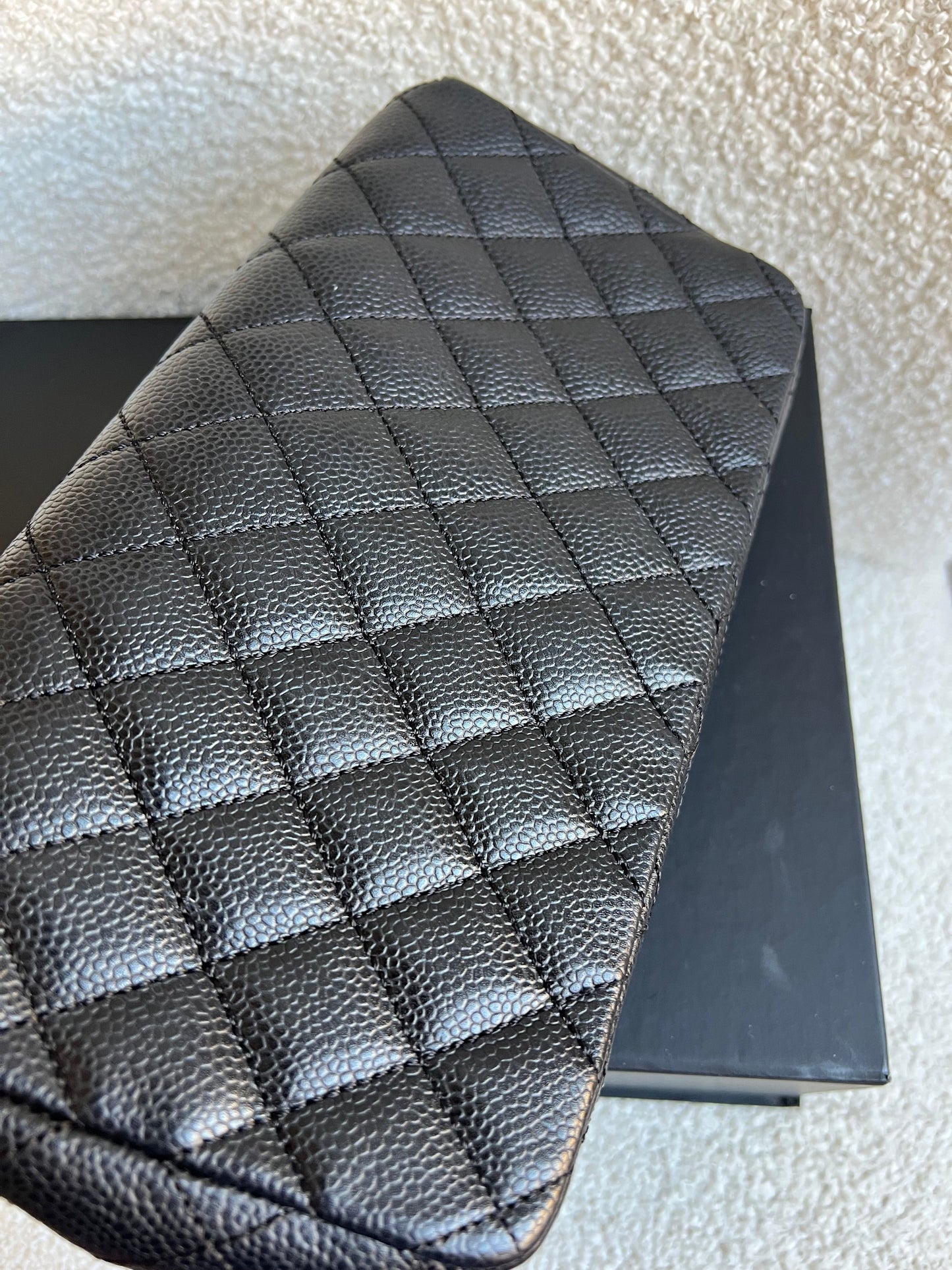 Chanel East West Flap in Black Caviar Silver Hardware