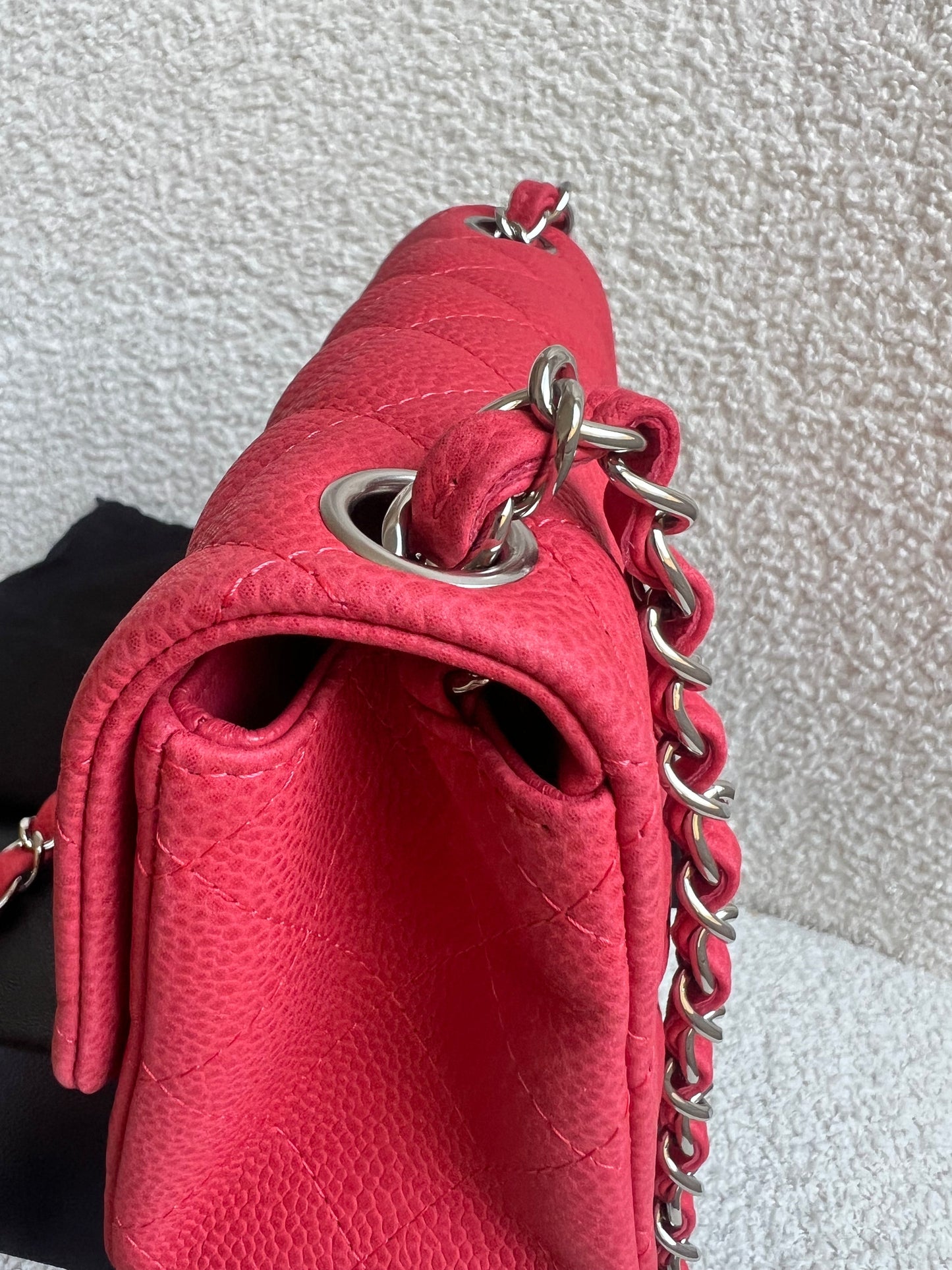 Chanel Square Mini Classic Flap in Coral Red Suede Caviar