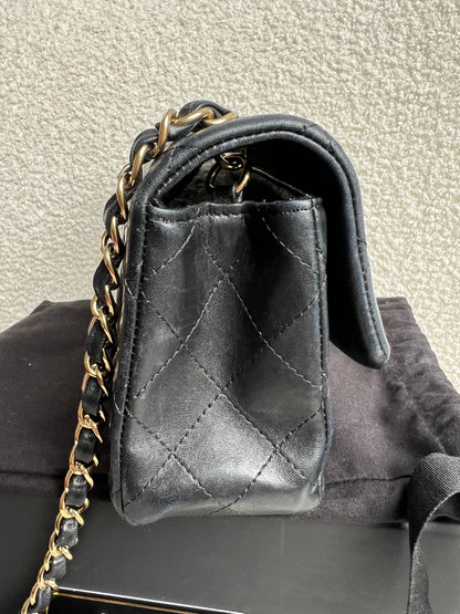 Chanel Mini Rectangular Classic Flap in Black Lambskin (RRP £4,390)