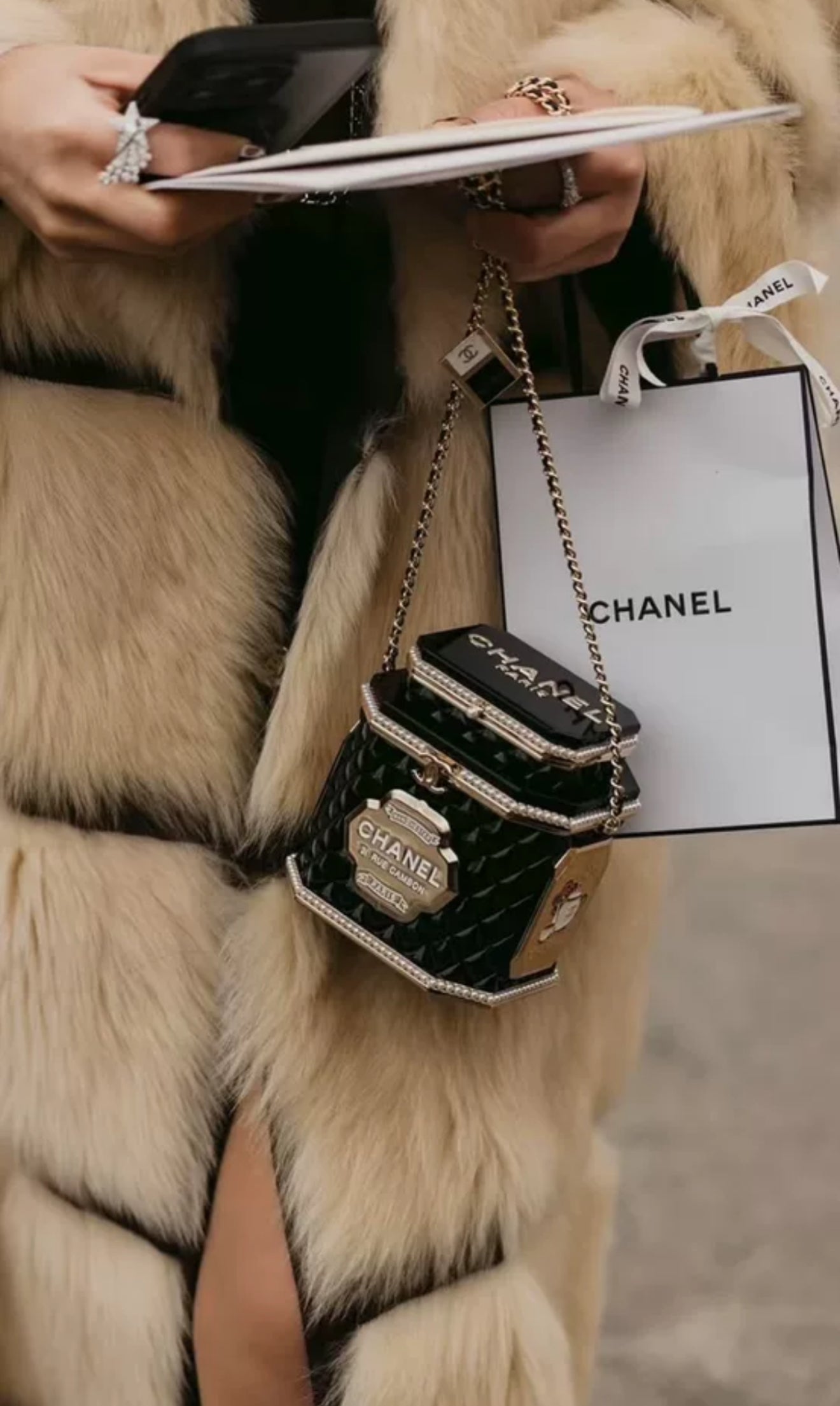Chanel Luxury Leather Black Handbag Black