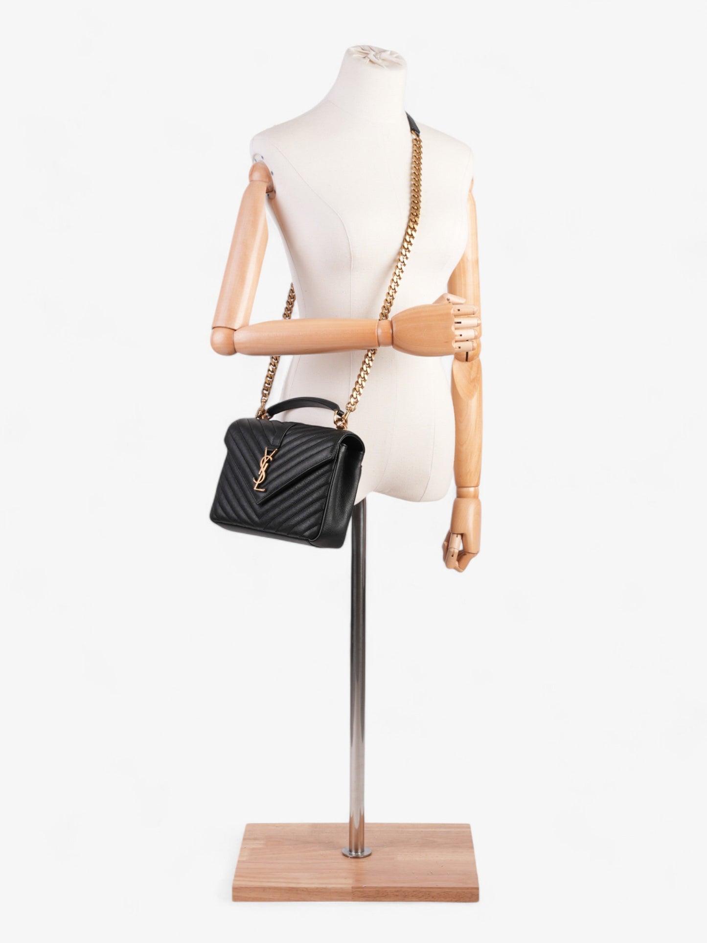 Saint Laurent College Leather Black Shoulder Bag Style 4