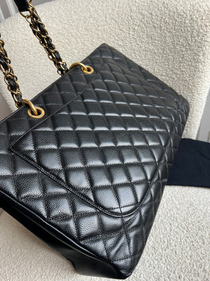 Chanel XL Black Caviar Grand Shopper Tote Gold Hardware (GST)