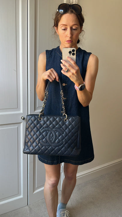 Chanel Navy Blue Caviar Grand Shopper Tote (GST)
